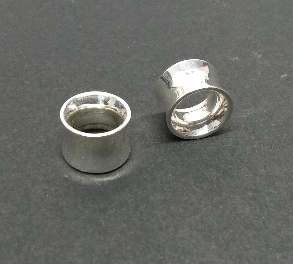 Pair Silver Tunnel Double Flare Ear Plugs Earring Earlets Gauges