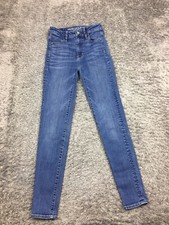 American Eagle Super Hi-Rise Jegging Jeans Womens Size 00 Blue Denim Stretch