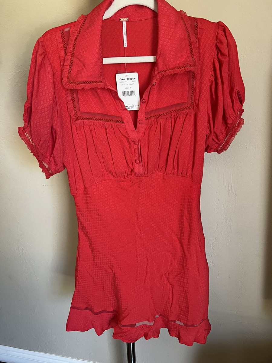 cherry mini dress free people For Love & Lemons Beaded Cherries Mini Dress