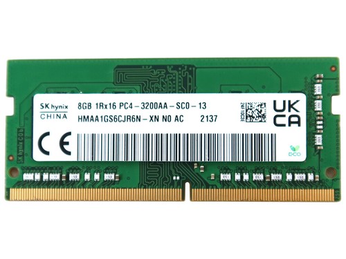 SK HYNIX 8GB 1RX16 DDR4 SODIMM PC4-25600 3200MHZ 260-PIN MEMORY HMAA1GS6CJR6N-XN