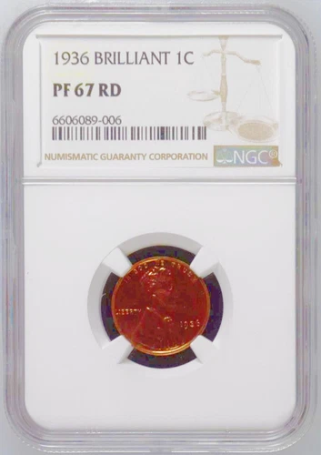 1936 NGC PR67 RD $21,500 CU █ #1 Key Brilliant Proof Lincoln Cent FULL RED