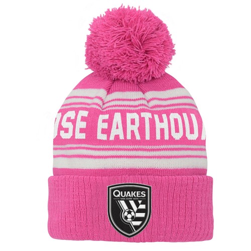 Adidas MLS Youth Girls San Jose Earthquakes Jacquard Cuff Hat w/Pom, OSFM - Picture 2 of 3