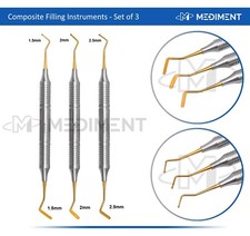 3 Pcs Dental Composite Filling Instrument Gold Titanium Coated Restorative Kit