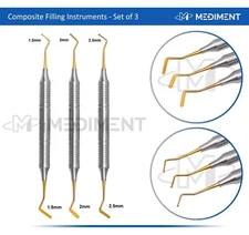 3 Pcs Dental Composite Filling Instrument Gold Titanium Coated Restorative Kit