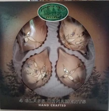 2000 New Enchanted Forest Glass Hand Painted Gold Embellished Ornaments