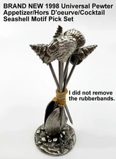NIB Universal Pewter Appetizer/Hors D'oeuvres/Cocktail Pick Set *Seashell Motif 