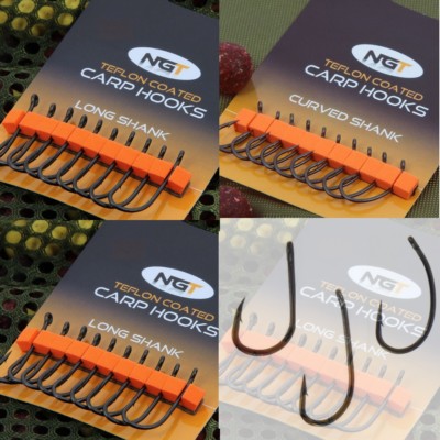 NGT Karpfen Angelhaken Wide Gape, Curved Shank, Longshank Micro Barb Teflon 