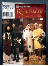 Simplicity 8587 Renaissance Andrea Schewe Costume 1999 PATTERN Uncut XS-S-M-L-XL