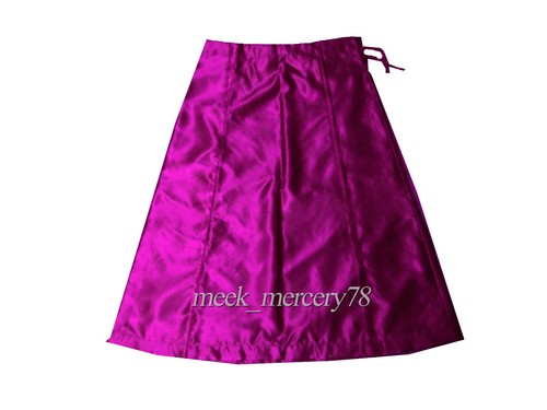 Satin Silk Women Saree Underskirt Inskirt Petticoat Adjustable Waist Skirt S56 - Picture 20 of 38