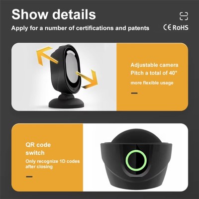 Omnidirectional QR Codes Reader ABS Housing Compatible for Multiple OS Systems