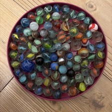 Vintage 100 Mixed Cat s Eye Swirl Marbles Job Lot Retro Glass Toy Collection