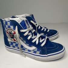 VANS X DISCOVERY Youth Size 2.5 Shark Week Skate Shoes Back Zip Save the Sharks