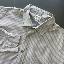 Armani Collezioni Shirt Mens 16 Medium Grey Stripe Button Up Classic Italy Made