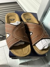 Dockers Sandals Mens 8 W Sunland Slides Brown Memory Foam Open Toe Shoes NEW
