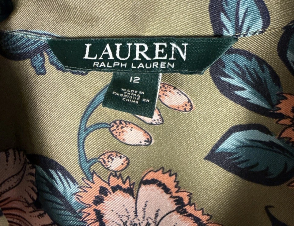 Lauren Ralph Lauren комбинезон женщин 12 ферма оливковый SS атласный новый с Ярлыками - Изображение 2 из 4