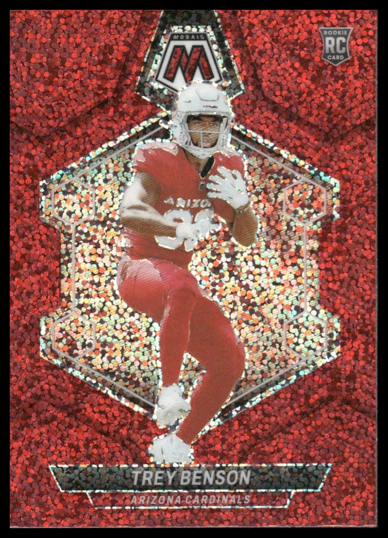 2024 Panini Mosaic #360 Trey Benson Rookie Red Sparkle Arizona Cardinals