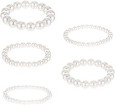 5x Perlenarmband Damen Weiß – Vintage Braut Schmuck Set