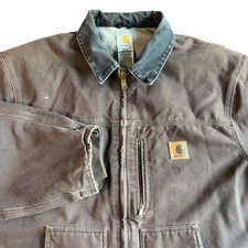 Carhartt C61 DKB Sandstone Ridge Distressed Coat Sherpa Lined Dark Brwn Mens 3XL