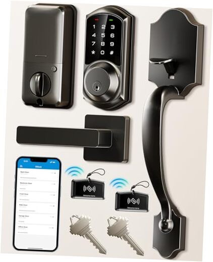 Smart Keyless Entry Deadbolt Lock with App Control & Lever Handle  