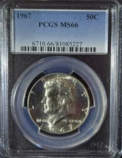 1967-P Kennedy Silver Half Dollar Business Strike PCGS MS66