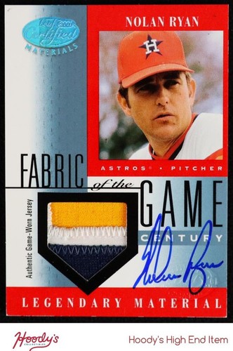 2001 Leaf Certified Fabric of the Game Nolan Ryan GAME-USED PATCH AUTO 04/21