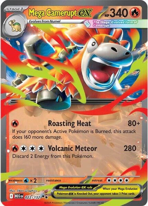 Pokemon Mega Camerupt ex (22/190) Mega Evolution NM HOLO