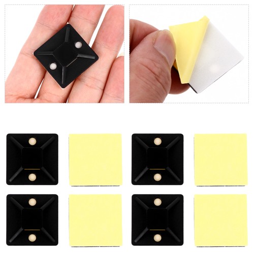 Organizador de cables cuadrado autoadhesivo con base de montaje de amarre (negro) 100 un. - Imagen 8 de 12