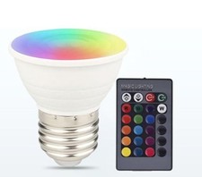 16 Color Changing 5 Watt LED Light Bulb perfect size for Rain Lamps, with Remote