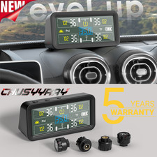 Wireless Tpms Tire Pressure Monitor Solar Type-c 4 Sensors Ip67 Waterproof