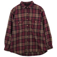 Used FIELD AND STREAM long-sleeved heavy flannel check shirt men's size XL e...