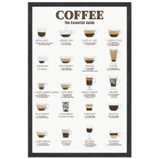 Coffee Essential Guide Wall Art 11x17 Framed Cafe Decor Gift Poster
