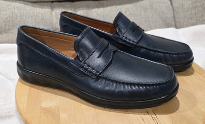 ECCO Men's S Lite Moc Blue Classic Driving Leather Loafer EU 44 Size 10-10.5 US