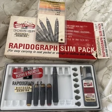 Vintage USED Vintage Koh-I-Noor Rapidograph Technical Pens & Ink partial set