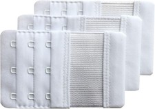 Women Pack of 3 Soft Comfortable 3 Hooks Bra Extender White 3/4 Inch