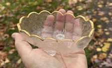 Vintage Louisa Floragold Jeannette Glass Oval Bowls Gold Trim Pair    BL2