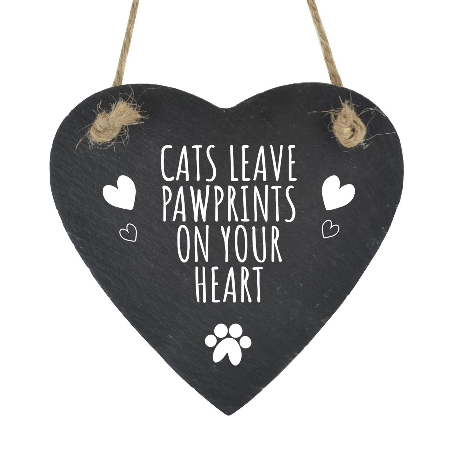 PAWPRINTS ON YOUR HEART SML SLATE HEART