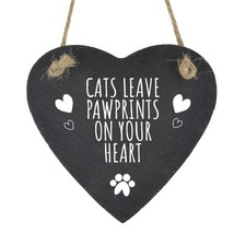 PAWPRINTS ON YOUR HEART SML SLATE HEART