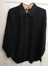 Tommy Hilfiger Black Button-Up Long Sleeve Shirt Mens Size XL