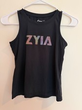 ZYIA Active Girls/Kids Tank Top Black Iridescent Rainbow Logo Athletic Size S