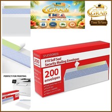  10 Envelopes Self Seal 200 Pack 4-1/8 x 9-1/2 Inches 24 LB Security Tinted