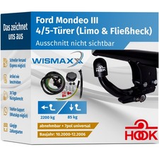 ANHÄNGERKUPPLUNG für Ford Mondeo III 00-06 abnehmbar HOOK +7pol E-Satz ABE