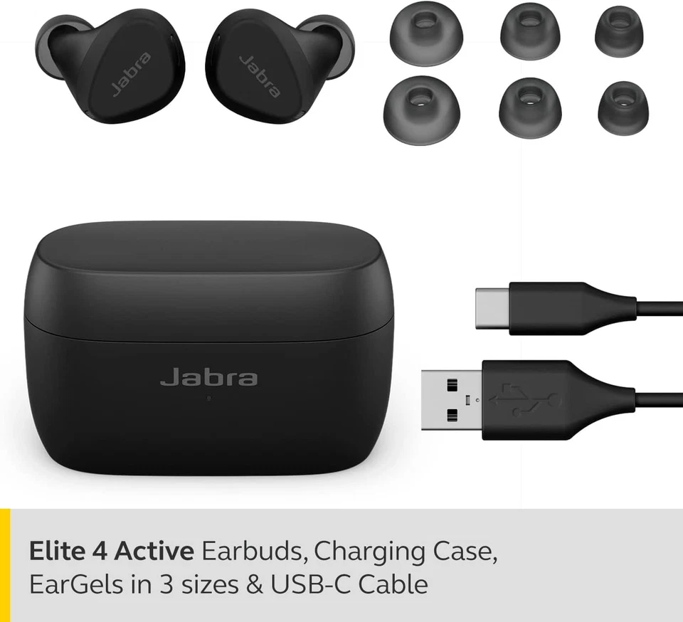 Jabra Elite 4 Active In-Ear Wireless Earbuds, Active Noise Cancelling -Dark Grey - Image 2 of 4