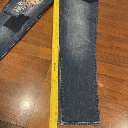 Chico's The So Slimming Girlfriend Ankle Sz 0 Blue Jeans Denim Embroidered - Picture 9 of 10