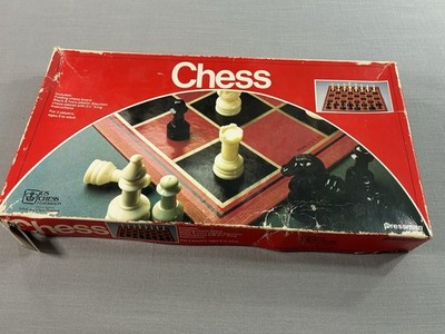 Vintage Pressman Chess Set Complete 32 Pieces Folding Board Instructions USA
