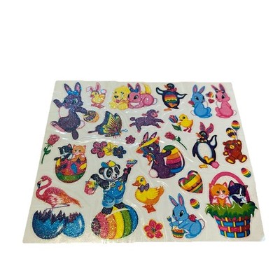 Vintage Lisa Frank EASTER BODY STICKERS Temp Tattoos Panda Cat Rabbit 1 Sheet