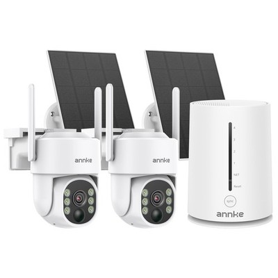ANNKE 4CH NVR Wireless 4MP PT Color Security System Solar Power Two Way Audio AI