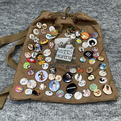 life is good custom drawstring bag with hot topic buttons woman s rights 