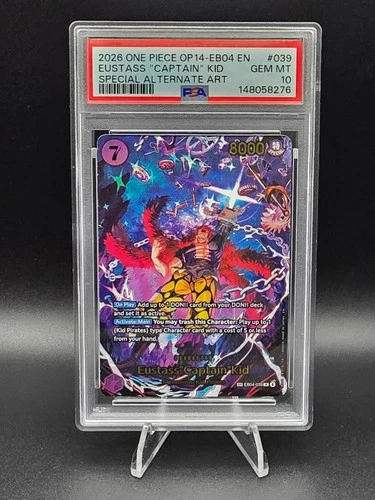 Eustass "Captain" Kid - EB04-039 (SP) The Azure Sea's Seven OP14 PSA 10 GEM MT