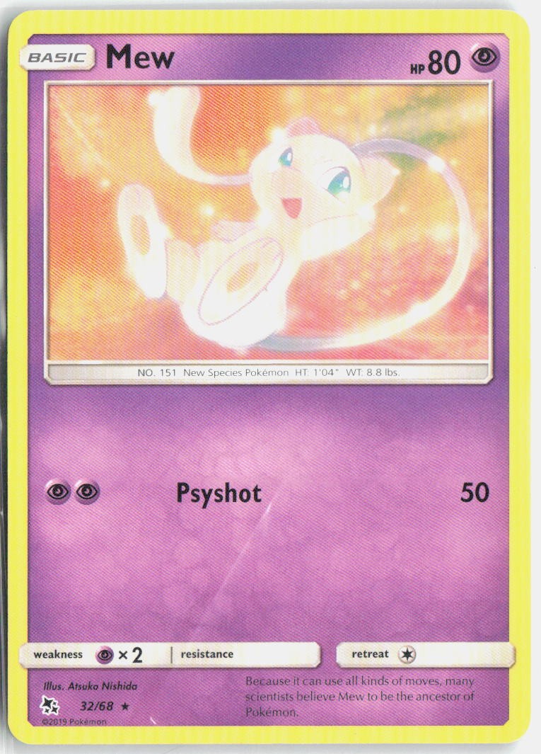 Mew 32/68 Rare Hidden Fates Pokemon Near Mint