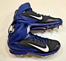 Nike Huarache Men Baseball Cleats Metal Spikes Black Blue HighTop Pro  Size 11.5